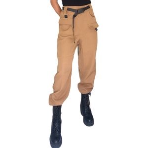 Boohoo camel cargo belted pants